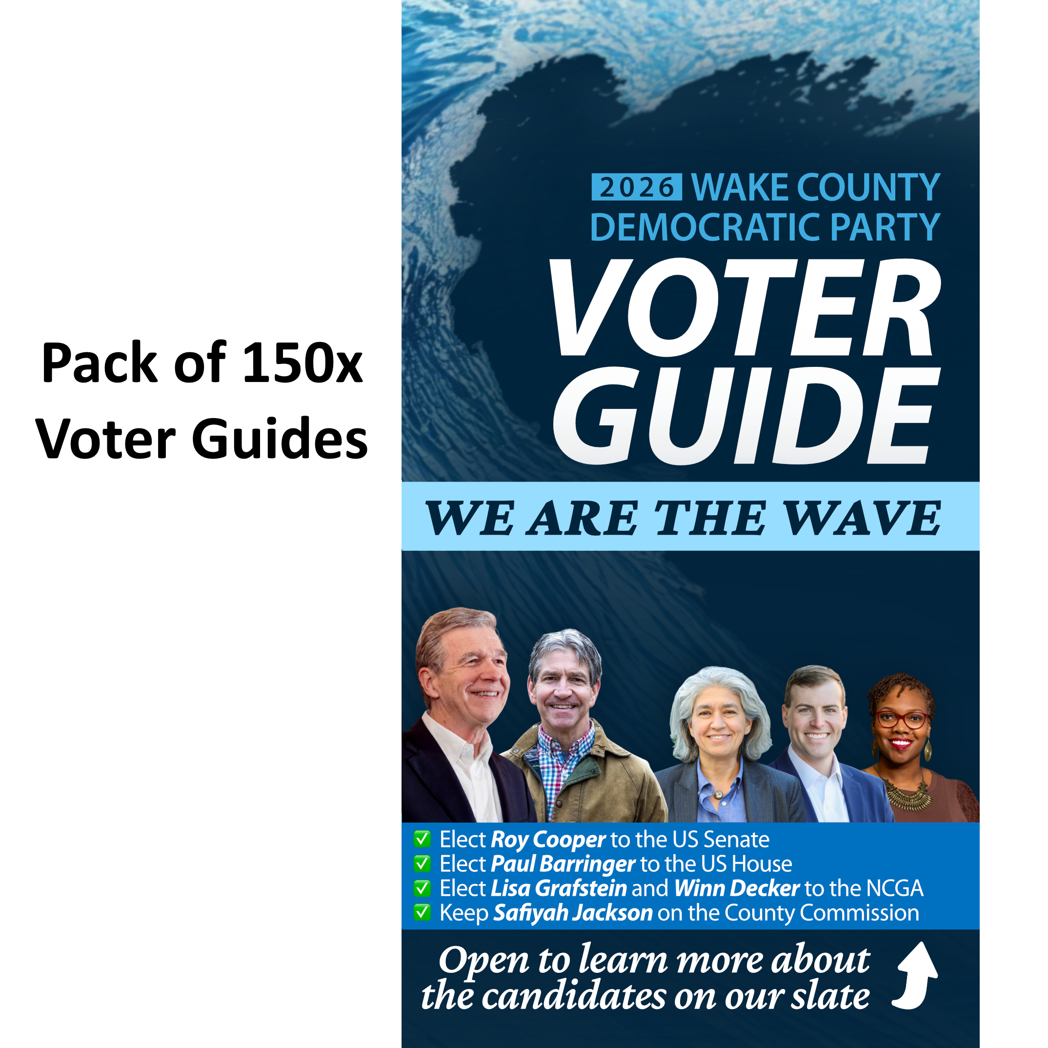 Pack of 150 x GOTV Voter Guides (South Wake) - for distribution at Poll Greeting (NOT for handing out at events)