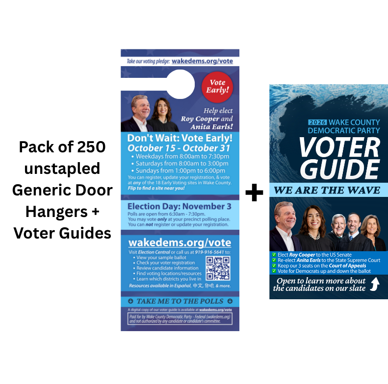 Pack of 250 Unstapled Door Hangers + Voter Guides